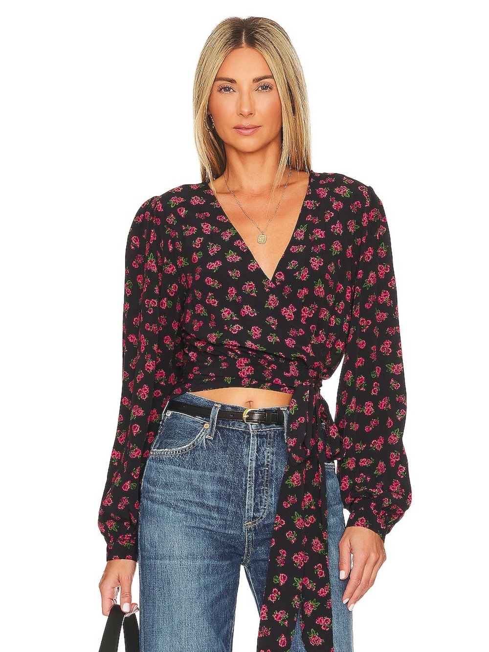 NWT - Lovers + Friends - Kelly Top - Wrap Crop Floral Blouse Vivi Floral - Sz. S